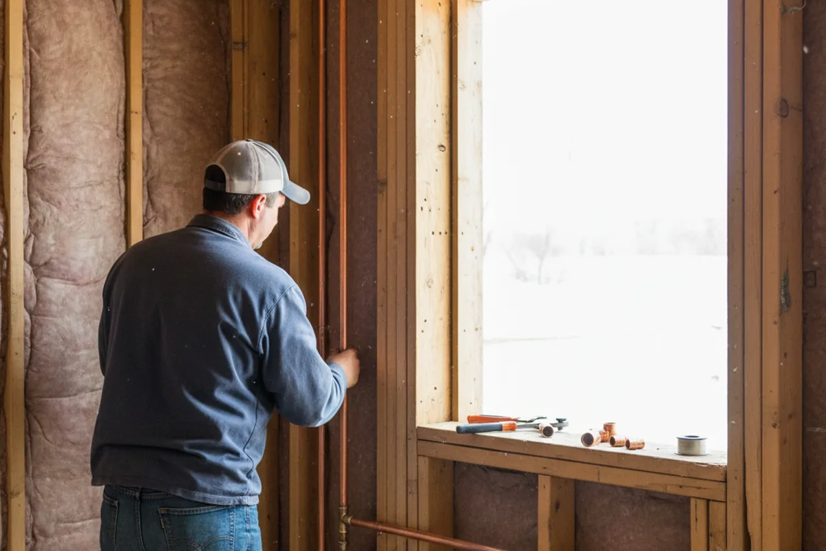 Licensed plumber running new copper supply lines in a Barnardsville home