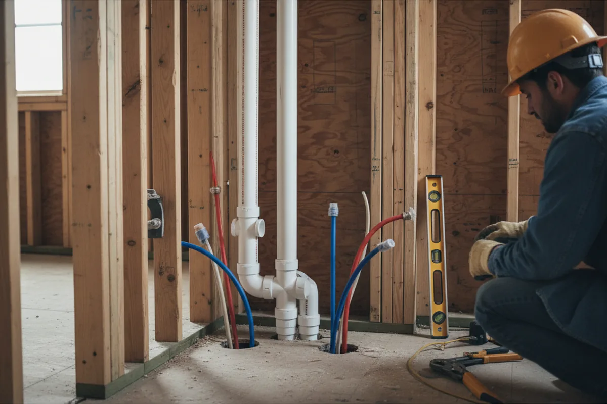 Drain and supply rough-in during Leak Detection in Barnardsville