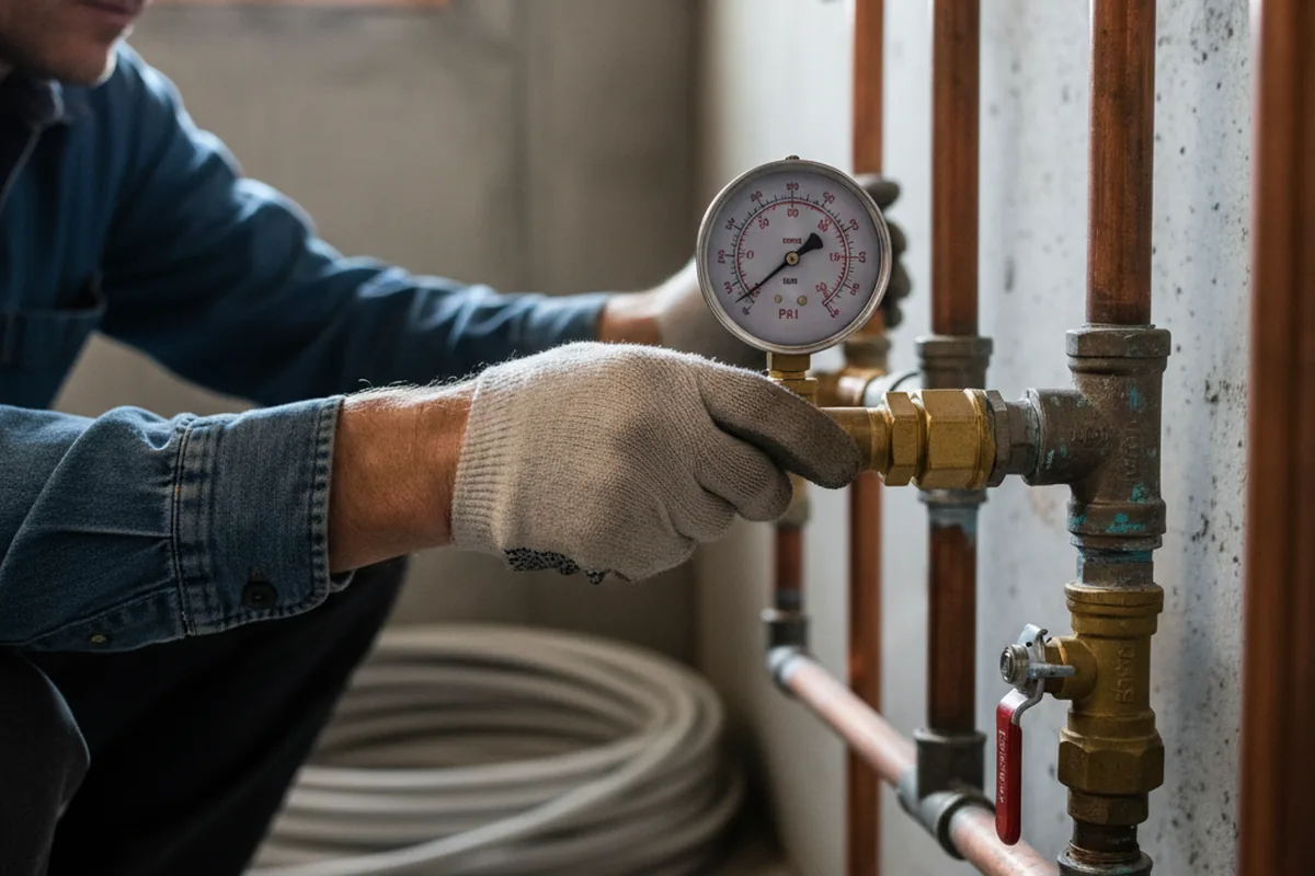 Pressure testing a repaired line during Water Line Repair in Barnardsville